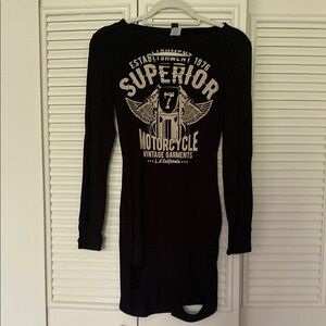 Black Long Sleeve Graphic Dress